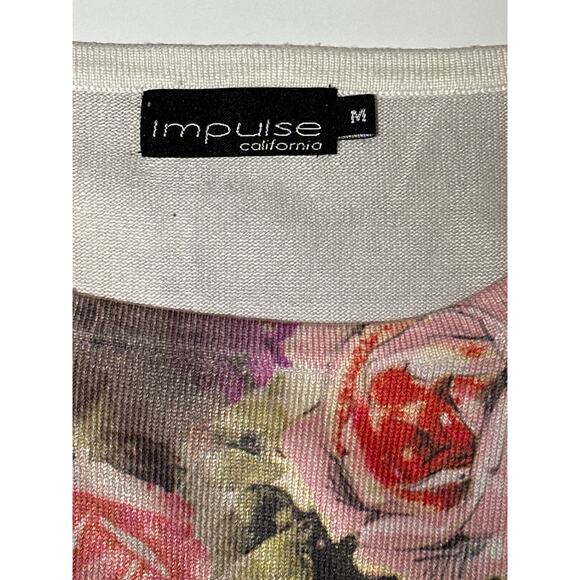 Impulse 3/4 Sleeve Floral Graphic Print Y2K 90s Colorful Cheetah Shirt Top Sz M - Picture 9 of 12